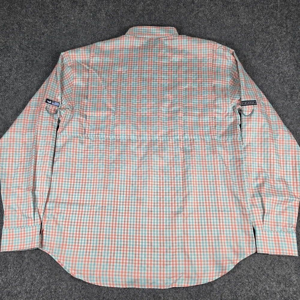 Southern Marsh‎ Harbor Cay Shirt Mens M Melon Teal Drake Grid Fieldtec NWT
